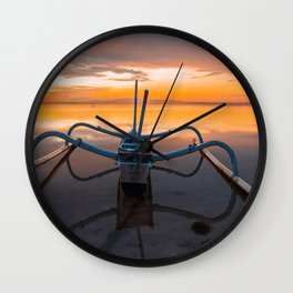 Traditional Balinese jukung boat during the sunrise Wall Clock