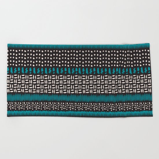 Dots, spots and zigzags pattern Beach Towel