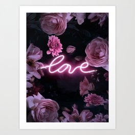 Neon Floral Love Art Print