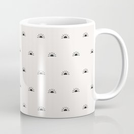 Modern Sunhine - Sun Pattern - Cream & Black Coffee Mug