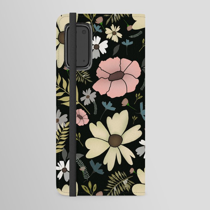 Black Vintage Floral  Android Wallet Case