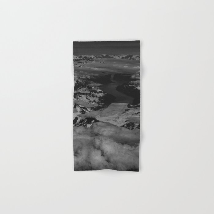 Aerial Glacier Six, B & W - Alaska Hand & Bath Towel