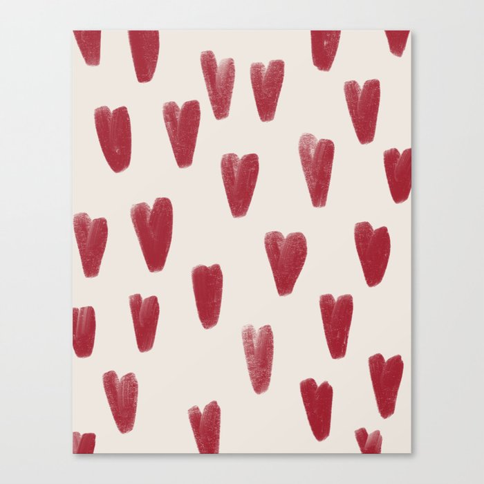Classy Red Hearts Valentine Pattern Canvas Print