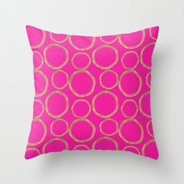 Hot Pink & Gold Circles Throw Pillow