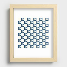 Minimal checkerboard line drawing daisy pattern 6 Recessed Framed Print