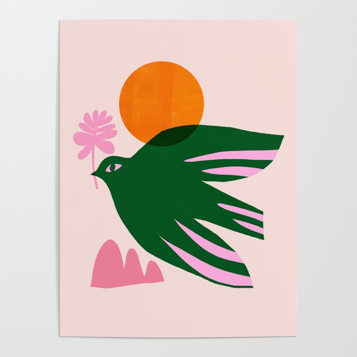 Abstraction_BIRD_SUN_Beautiful_Day_Minimalism_001 Poster