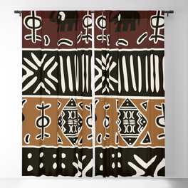 African mud cloth with elephants Blackout Curtain