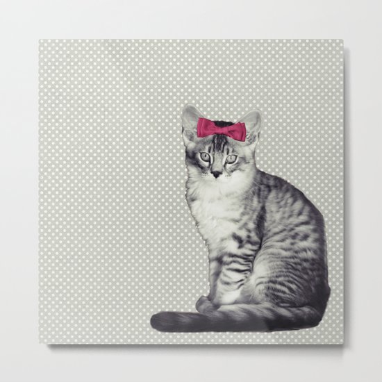Cat with a Bow Metal Print