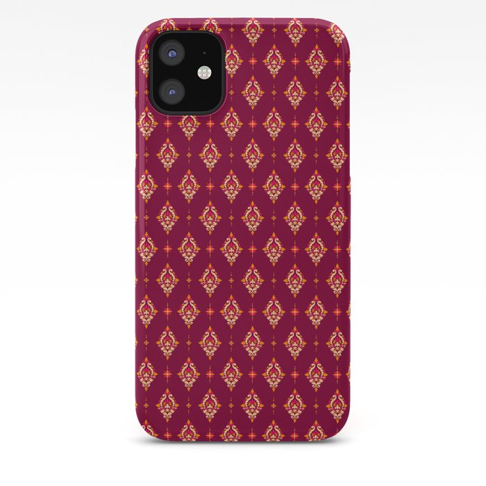 Burgundy Wallpaper Thai Pattern Iphone Case By Createdprototype