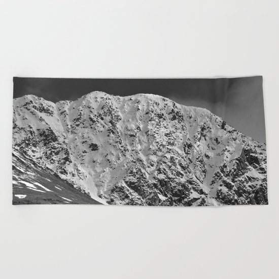 Fresh Snow in Portage Valley, Alaska - B & W Beach Towel
