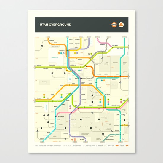 UTAH HIGHWAY MAP Canvas Print
