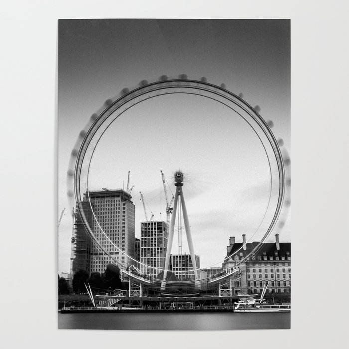 Great Britain Photography - The London Eye In Black And White Poster