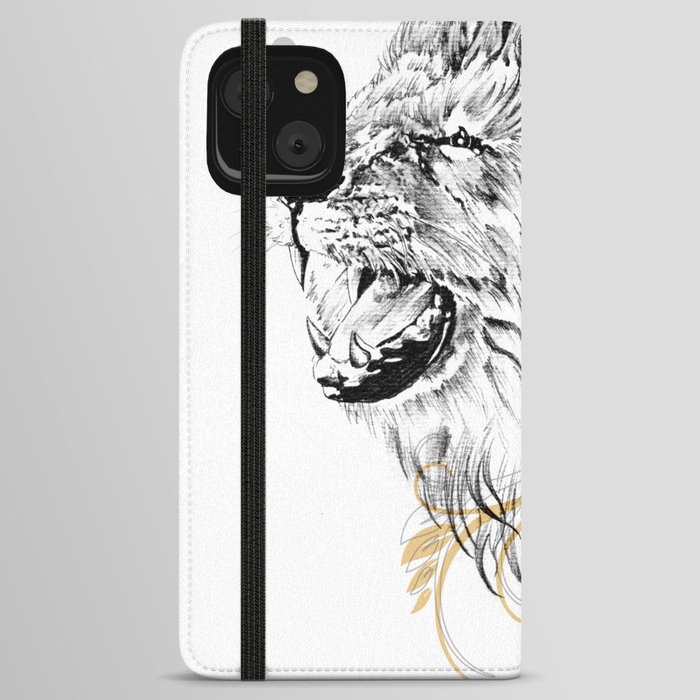 Lion, wild art, illustration, grunge, painting iPhone Wallet Case