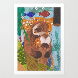 "If Klimt Painted Otters" Transformation Project Final Transformation Art Print
