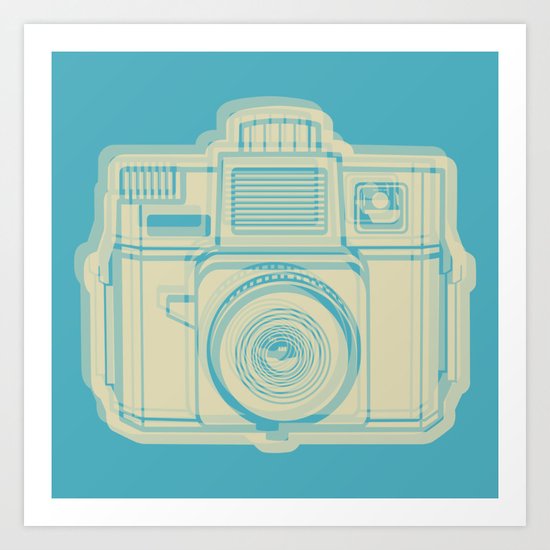 I Still Shoot Film Holga Logo - Turquoise/Tan Art Print