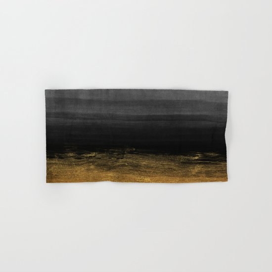 Black and Gold grunge stripes on modern grey beton abstract backround- Stripe-Striped Hand & Bath Towel