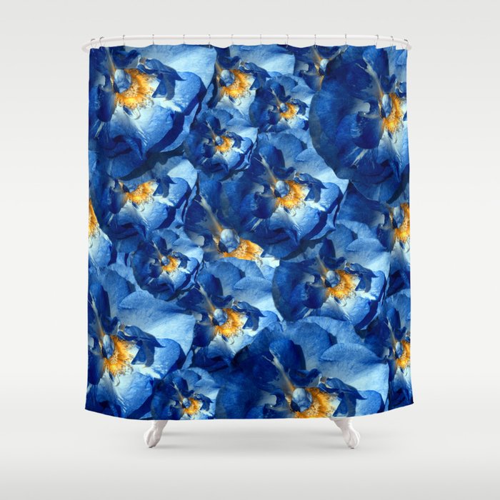 Blue Roses Floral art pattern Botanical Bloom  Shower Curtain