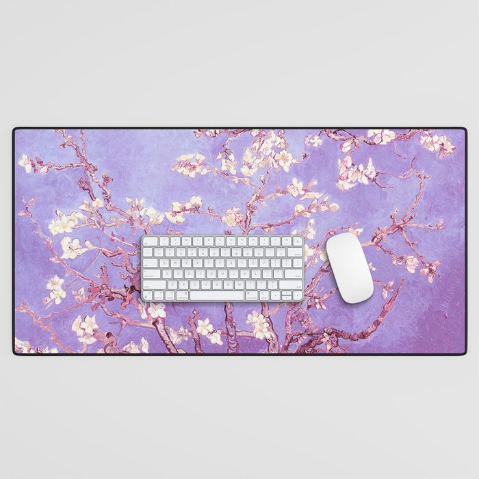 Van Gogh Almond Blossoms Orchid Purple Desk Mat