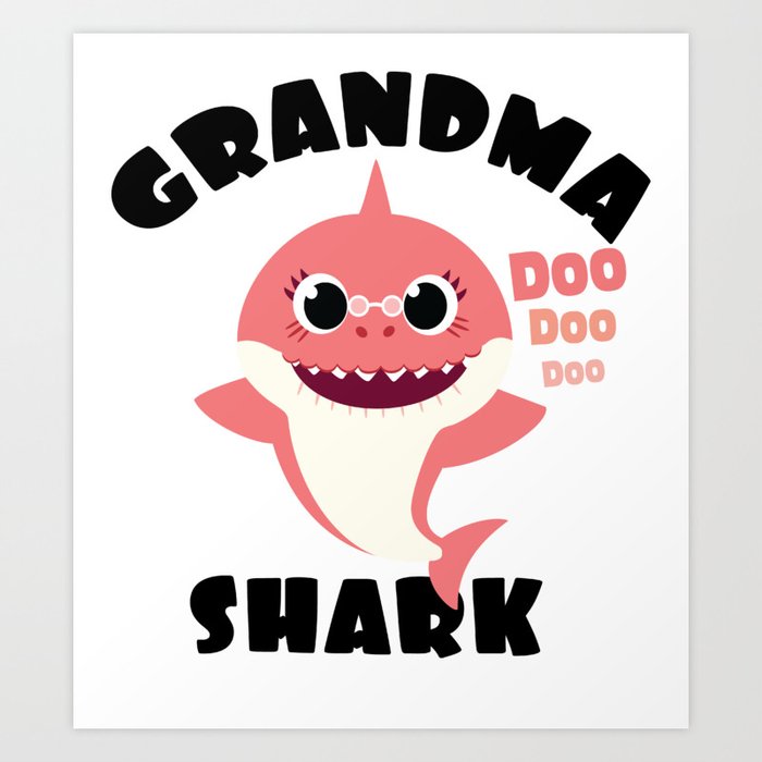 Grandma Shark design Gift - Cute Baby Shark Matching Family Art Print