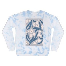 Blue floral motif Crewneck Sweatshirt