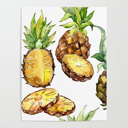 Watercolor Exotic Fruit Pattern 01 Poster