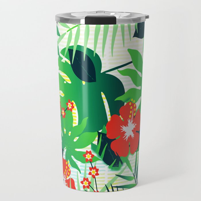 Tropical Floral Pattern - Aloha (Hawaiian) Shirt Pattern Travel Mug