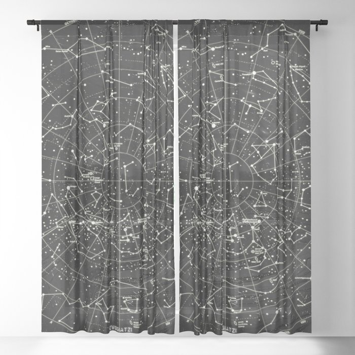 Under Constellations-Space Black Edition  Sheer Curtain