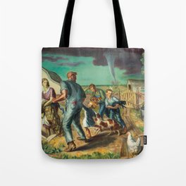Tornado Over Kansas, American Regionalism landscape Great Plains painting by John Steuart Curry Tote Bag