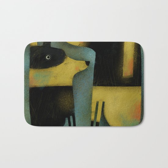YELLOW AND BLACK HOUNDS Bath Mat