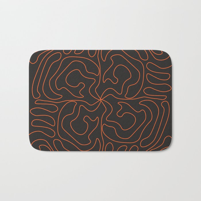 Mid Century Modern Styled Curvy Lines Pattern - Red and black Bath Mat