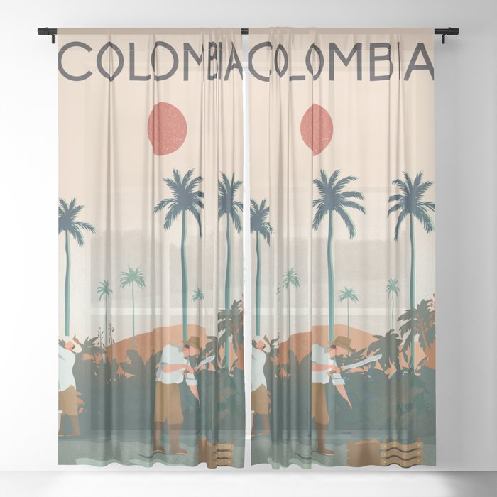 Colombia travel poster Sheer Curtain
