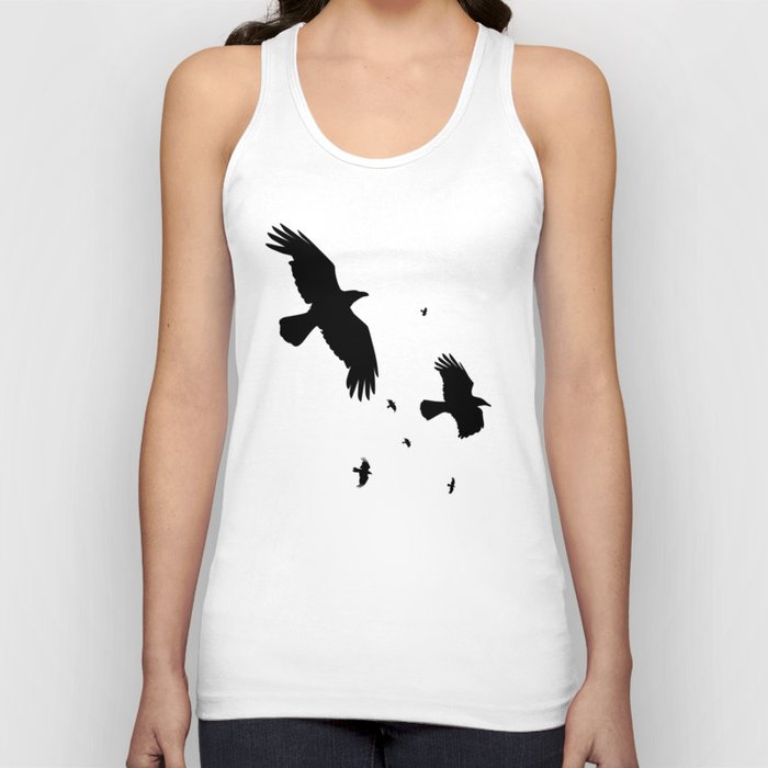 Crows or Ravens In Flight Minimalist Silhouette Tank Top by taiche