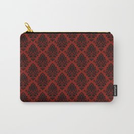 Black damask pattern Red Carry-All Pouch