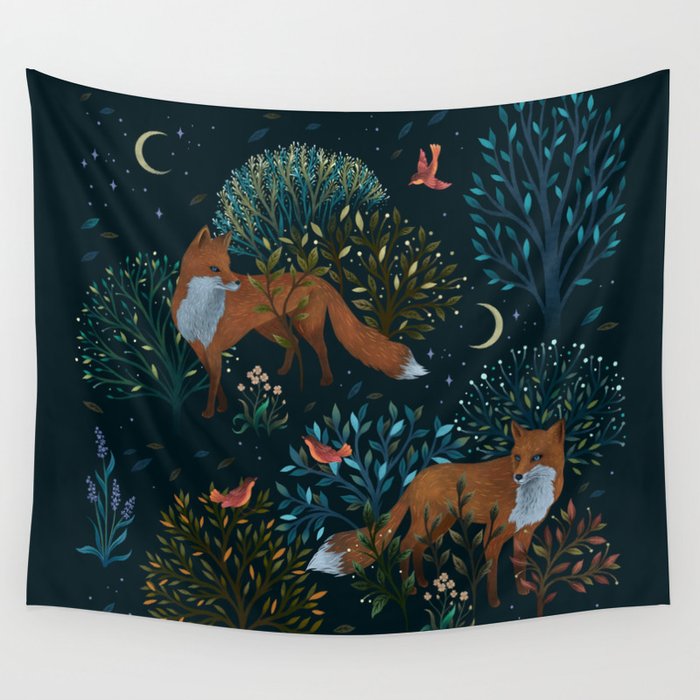 Forest Foxes Wall Tapestry