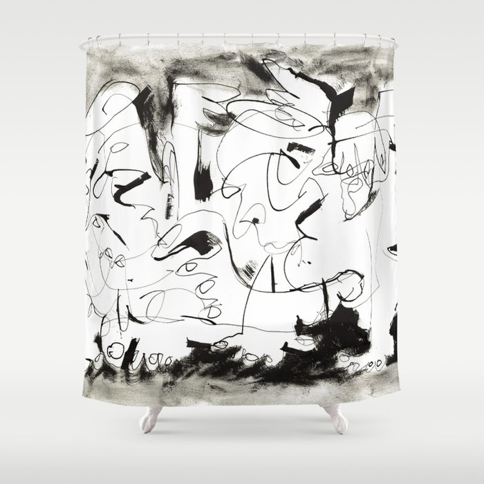 Angels Chatting - b&w Shower Curtain