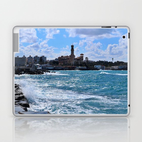 Montazah palace park Alexandria Egypt Mediterranean sea waves Laptop & iPad Skin
