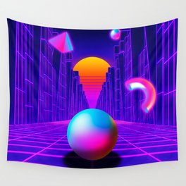 Neon sunset, trench and sphere Wall Tapestry