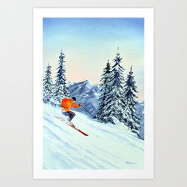 Skiing The Clear Leader Art Print