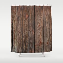 Vintage rustic wood background texture with knots.  Shower Curtain