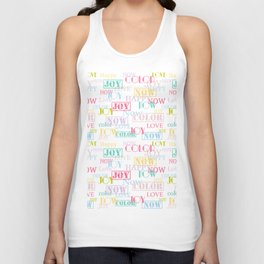 Enjoy The Colors  - Colorful typography modern abstract pattern on turquoise color background  Unisex Tank Top