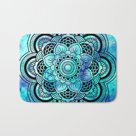 Galaxy Mandala Aqua Indigo Bath Mat