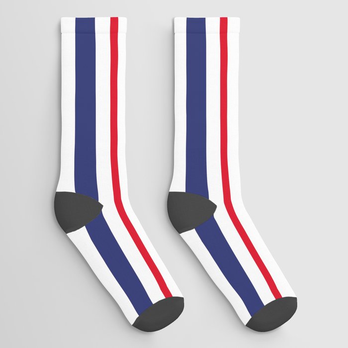 Patriotic Stripes- Red White and Blue Nautical- Horizontal Socks