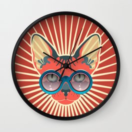 Retro Hipcat & His Sunglasses - Mojo Sunburst Wall Clock