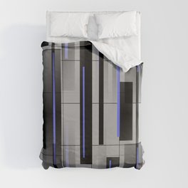 Off the Grid Blue - Abstract - Gray, Black, Blue Duvet Cover