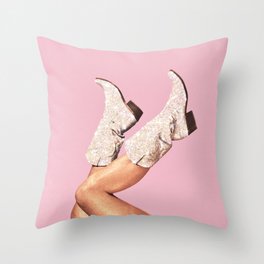 These Boots - Glitter Pink Throw Pillow