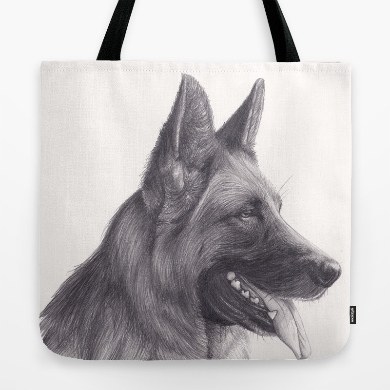 German Shepard Dog Wildlife Animal Graphite Pencil Drawing
