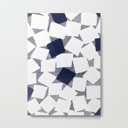 Geometric Shapes  Metal Print | Textile, Digital, Pattern, Abstract, Square, Blockprint, Geometric, Blue, Minimalist, Geometricshapes 