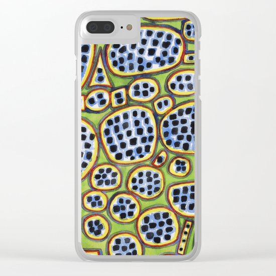 Blue-Black Seeds Pattern Clear iPhone Case