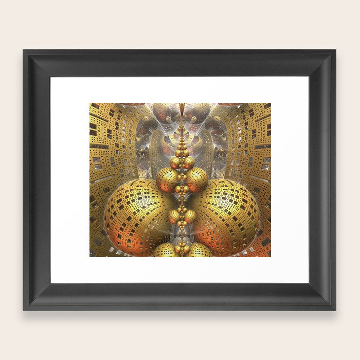 Gold Fractals Framed Art Print