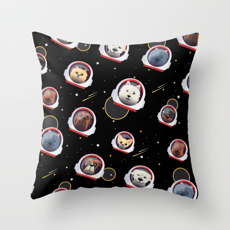 Cute Dogs In Space Animal Lover Art Kids Decor Throw Pillow By